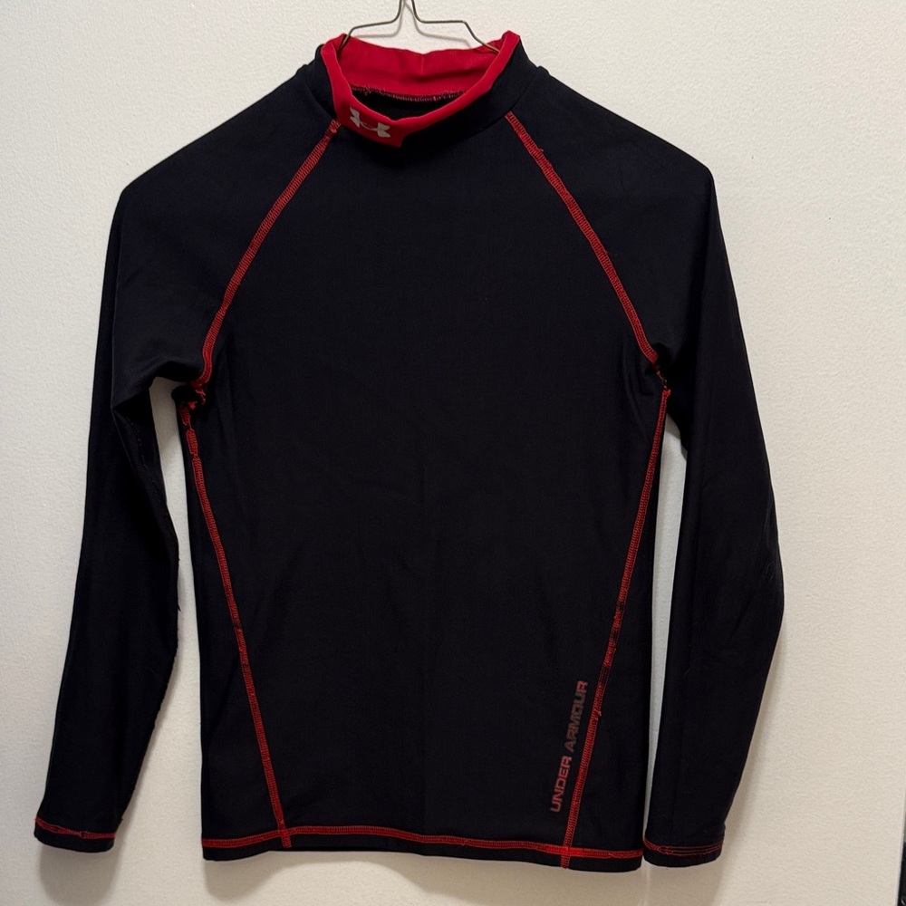 Under Armour Black Compression Long Sleeve Shirt with Red Stitching